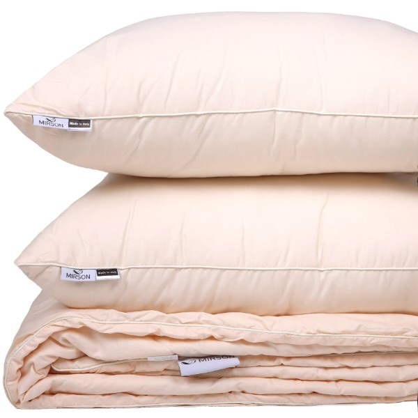 Фото - Ковдра дитяча літо MirSon №2975 110х140 Line Satin Light Pro 10-016 Creamy З евкаліптовим волокном + 2 наволочки 50х70 (2200010981728)